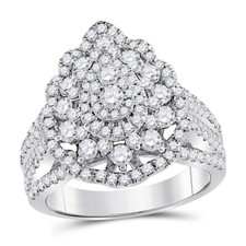 14kt White Gold Round Diamond Pear Bridal Wedding Engagement Ring 1-3/4 Ctw
