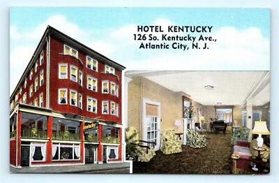 Postcard NJ Atlantic City Hotel Kentucky Torn Down Vacant Lot Vintage Linen K14