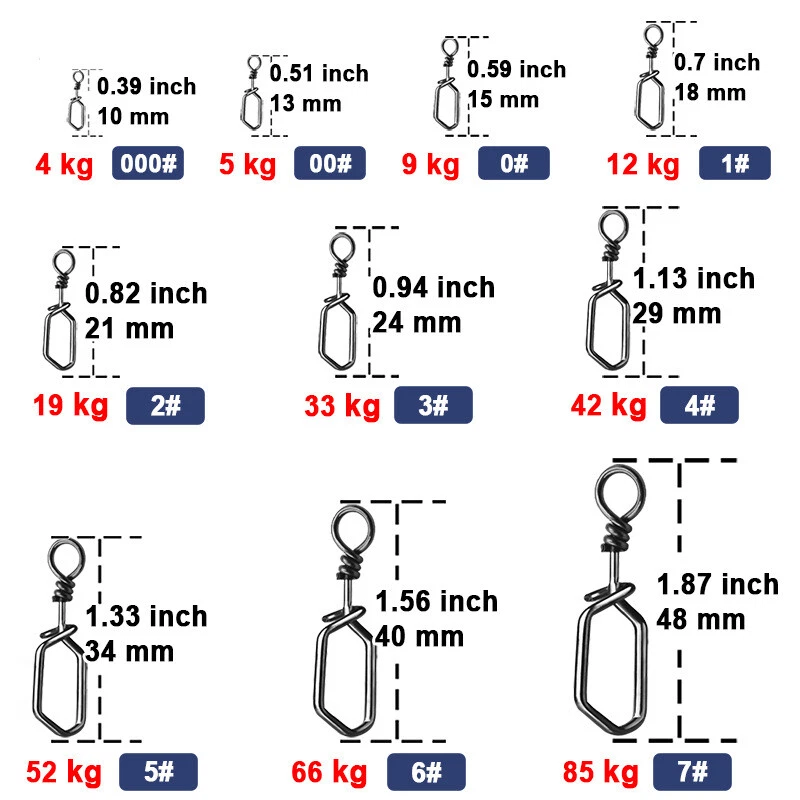 50~200Pcs Stainless Steel Coast Lock Snaps Fishing Square Clip Snaps Connector - Image 3 of 4