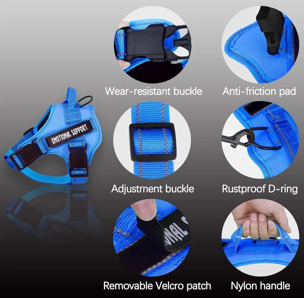 Dog Harness, No Pull Emotional Support Dog Strap, Adjustable Handle, Small Dog Harness, No Pull Emotional Support Dog Strap, Adjustable Handle, Small