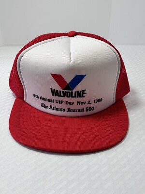Vtg 80s Valvoline VIP Atlanta Journal Nov 86 Foam Mesh Trucker Snapback Hat Cap