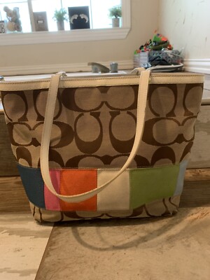 COACH #10859 SIGNATURE MULTI-COLOR CANVAS | eBay