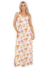 WOMEN'S JERSEY PUFFBALL RACER BACK VEST LONG TOPS LADIES TOGA BALLOON MAXI DRESS