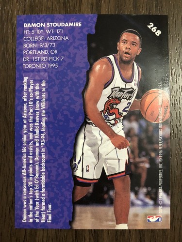 Damon Stoudamire ROOKIE FLEER Basketball Card 1995 96 268 Toronto 