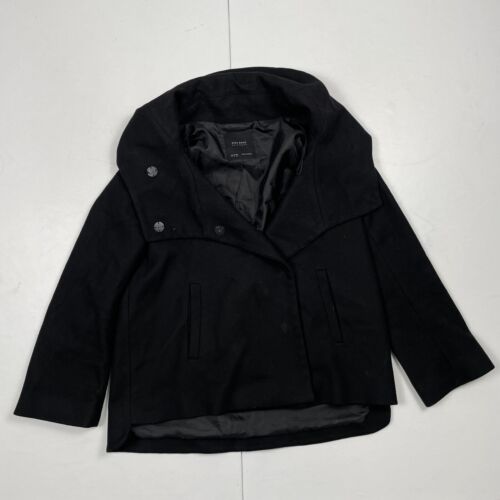 Zara Coat Medium Black Jacket Women's Short Wool Blend - Picture 1 of 11