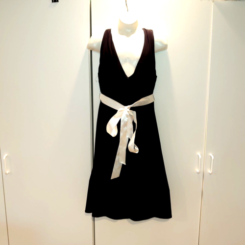 Womens Black Cocktail Dress Scarlett Nite Size 18 White Belt & Rhinestone Buckle - Afbeelding 1 van 9
