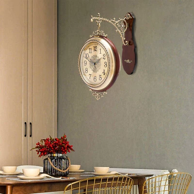 OCASAMI Double Sided 12" Wall Clock Antique Style Railway Station Wall Decor Gift Home