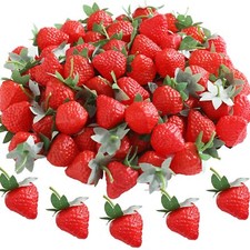 100 Pieces Fake Strawberries Fake Fruit Artificial Strawberry Kitchen D cor P...