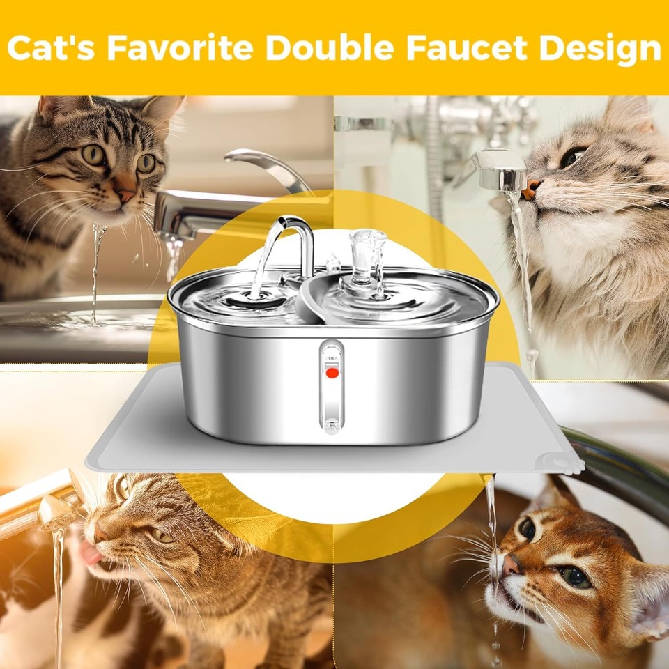 4Pcs Filters for Stainless Steel Cat Water Fountain 3L/101oz Dog Water