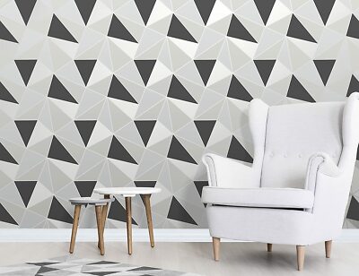 FineDecor Apex Tapete Geometrisch Dreieck Modern Muster Schwarz Silber FD41994