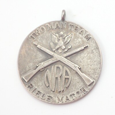 NRA Sterling Silver Two Man Team Rifle Match Medal 1.5'' National Rifle Assn.