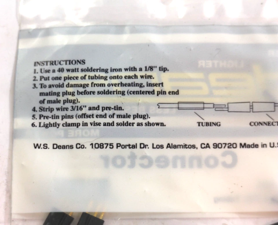 Piezas de radiocontrol Deans Hi Performance vintage #1003 - conector de cable de 3 pines nuevo stock antiguo Foto 4 de 4
