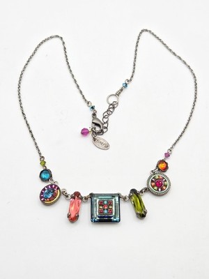 Firefly Multicolored Crystal Necklace 16 In