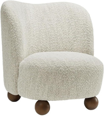 Monroe Pearl Walnut Boucle Accent Chair - Comfy Oversized Reading Chair