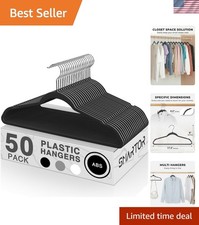 Plastic Hangers 50 Pack, Heavy Duty Plastic Hangers for Clothes - Non-Velvet ...