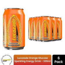 Lucozade Energy Orange Glucose Sparkling Fizzy Drink 330ml 6 x Cans New