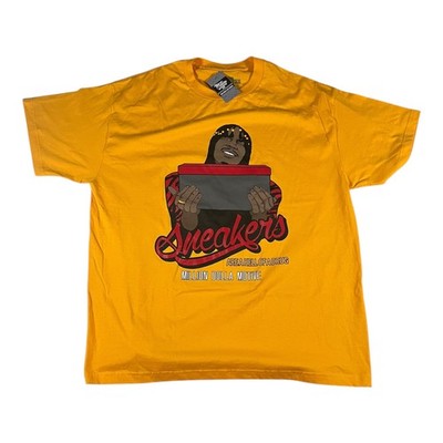 Million Dolla Motive ''Sneakers Area Hell of a Drug'' Graphic T-Shirt Yellow 3X