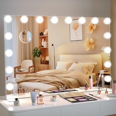 Dimmable Hollywood Vanity Mirror with Smart Touch, 91.1x61.6cm White