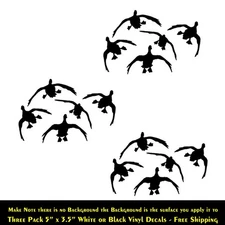 Flying Ducks 3 Pack 5" White or Black Vinyl Decals Car Windows Laptop Tablet