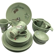 Pfaltzgraff Green Winterwood Bird Pinecone Holiday Dining - Choose Your Pieces