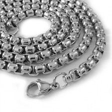 Round Box Chain Necklace/18K White Gold Filled/Hypoallergenic/4mm 16-32 inch
