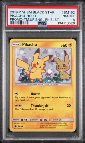 2019 POKEMON SM BLACK STAR PROMO TEAM UP SINGLE PACK BLISTERS PIKACHU-HOLO PSA 8