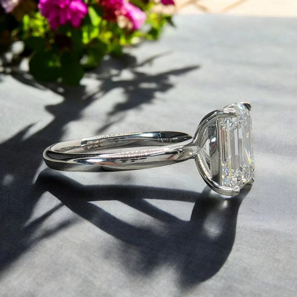 3.00 Ct G VS1 Emerald Cut Lab Grown Diamond Ring 14K White Gold - Image 4 of 4