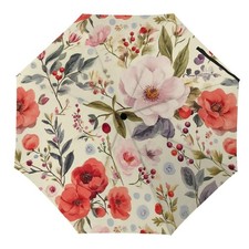 Vintage Flower Floral Umbrella Windproof Compact Travel Umbrellas Automatic O...