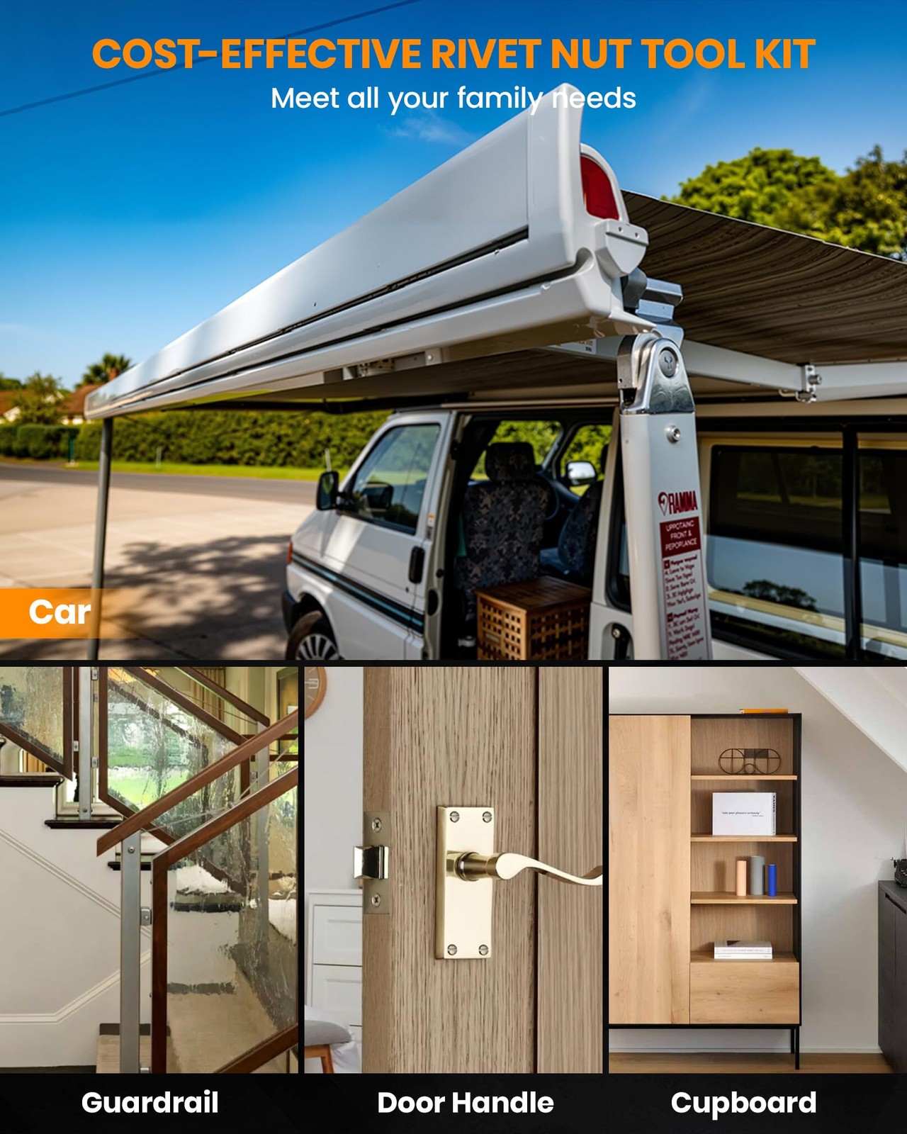 Rivet Nut Tool Kit, 14" Rivnut Tool Kit with 80PCS Rivet Nuts, 6 Metric & Inc...