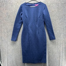 Betsey Johnson Dress Womens 6 Blue Scoop Neck Bodycon Sheath Knee Length