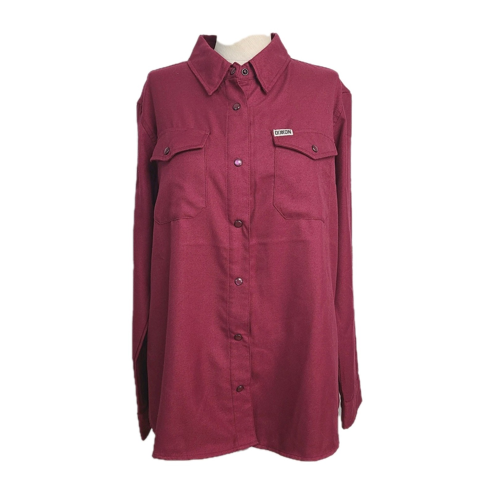 Dixxon  Bordeaux Burgundy Solid Button Up Pearl S… - image 1