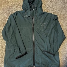 U.S. Polo Assn. Hooded Windbreaker Jacket, Green, Contrast Stitching, Size M