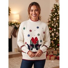 Westbound Woman's Quilted Scottie Christmas Holiday Sweatshirt Granny Core XL