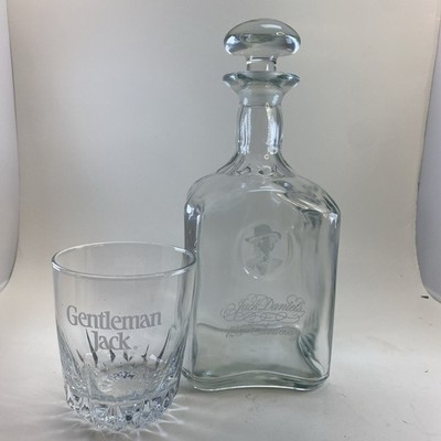 Jack Daniels 125th Anniversary Decanter Etched Logo and gentleman jack glass