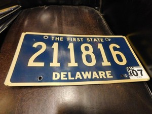 Delaware DE Expired License Plate Tag # 211816