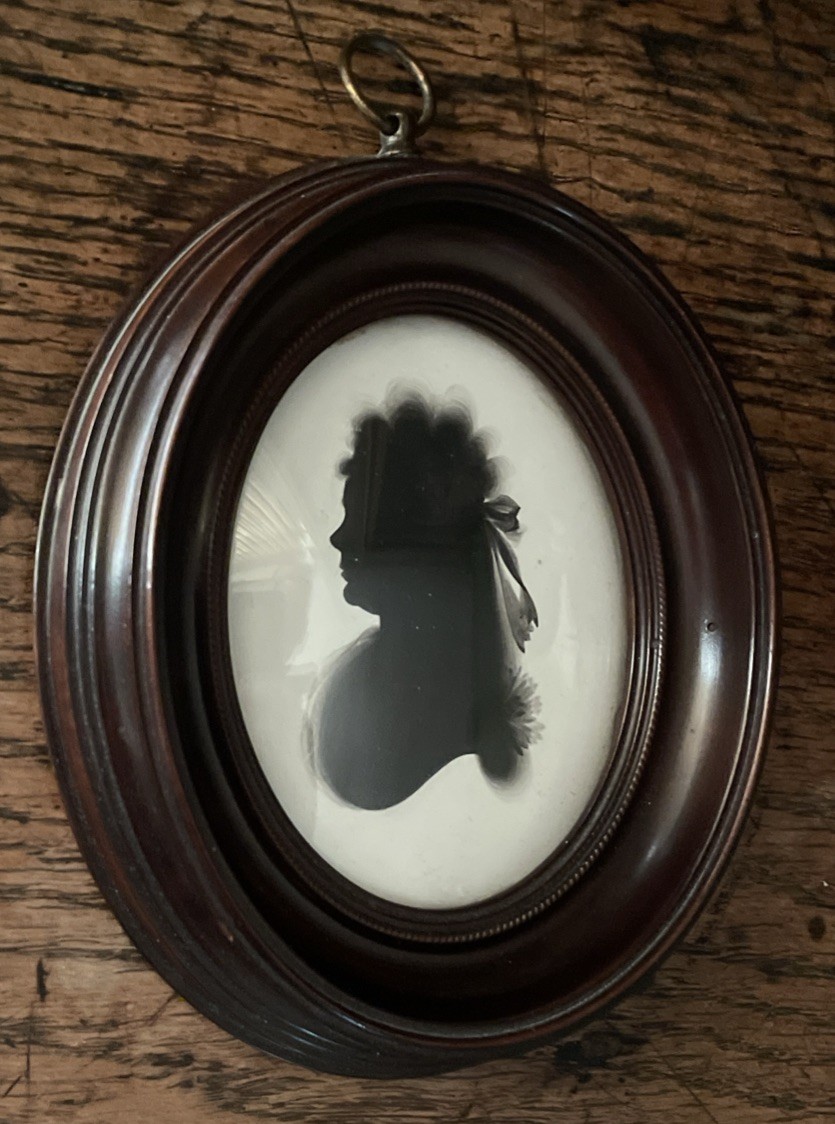 Antique Silhouette Of Mrs Ramsden By MIERS On Plaster 1793 With Trade Label