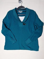 Rebecca Malone Sweater Women's Medium Layered Look Buckle Accent Soft Casual