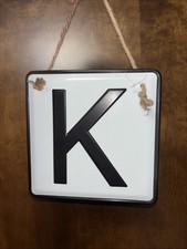 Hanging Metal Monogram Letter "K" Sign 8in x 8in NEW