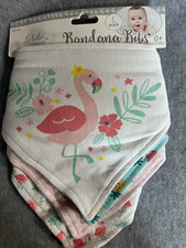 le b b FAVORITE Bandana Dribble Bibs 4 Pack Cotton Snap, Flamingos CM71668