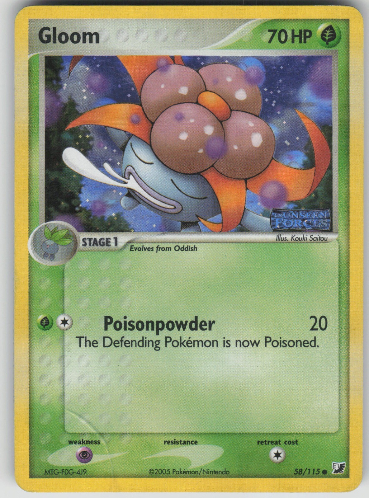 Pokemon TCG Gloom Common Reverse Holo Unseen Forces 58/115