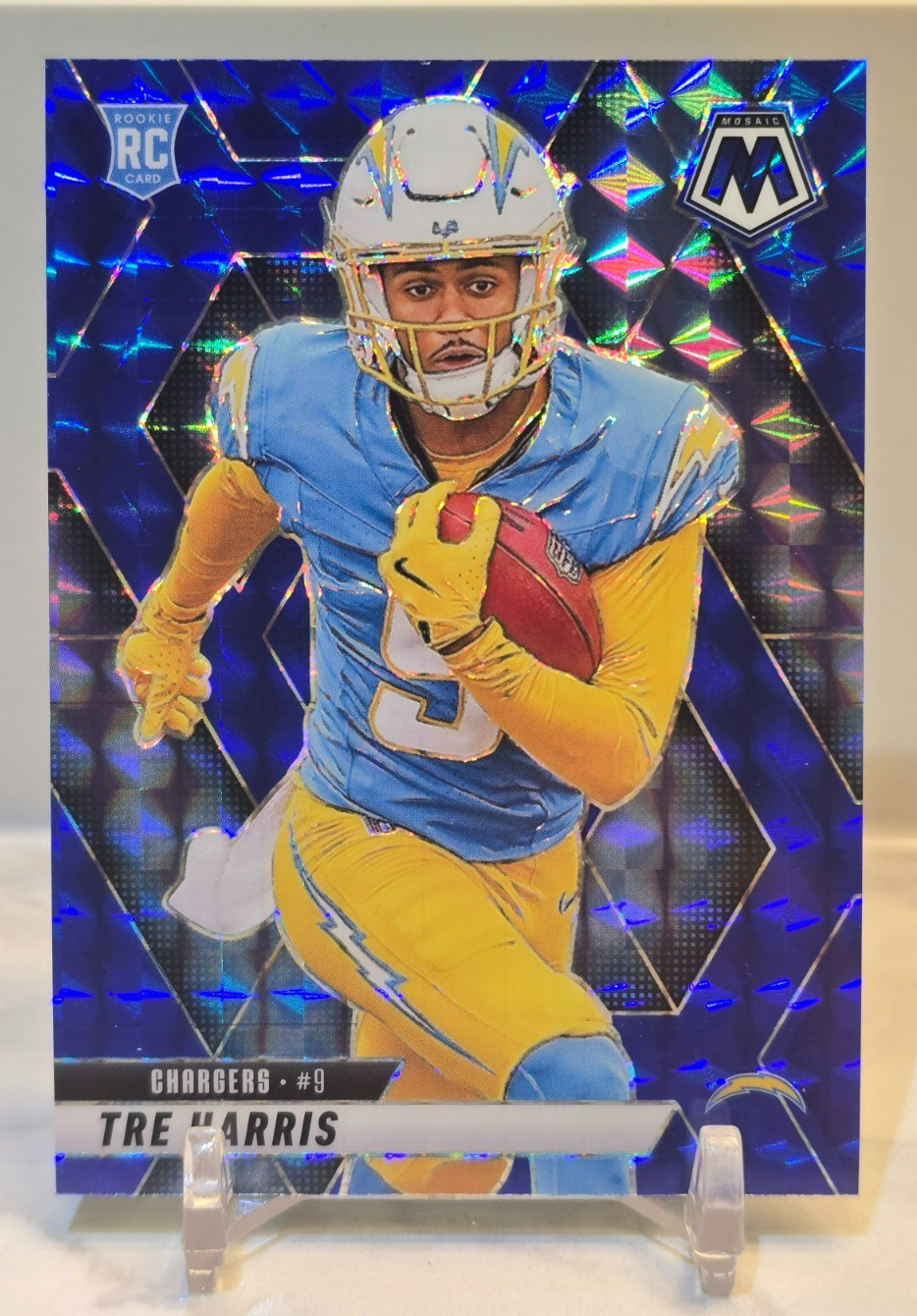 TRE HARRIS 2025 Panini Mosaic #326 BLUE MOSAIC PRIZM /99 Rookie RC