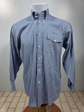 Hathaway Pima Pin Point Oxford Shirt Men's 16-33 Blue Made in USA