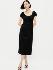 NWT Old Navy Women's Short-Sleeve Scoop-Neck Midi Dress Black Medium M 8/10