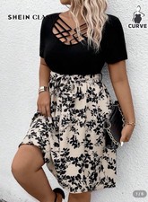 Women's Dress Floral Flared A-Line Swing Casual Party Coquette XL 1X