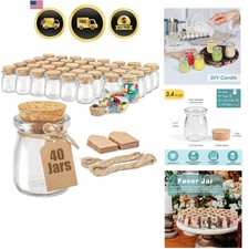 40 Pack Glass Favor Jars with Cork Lid, 3.4 oz Small Glass Bottles for Weddin...