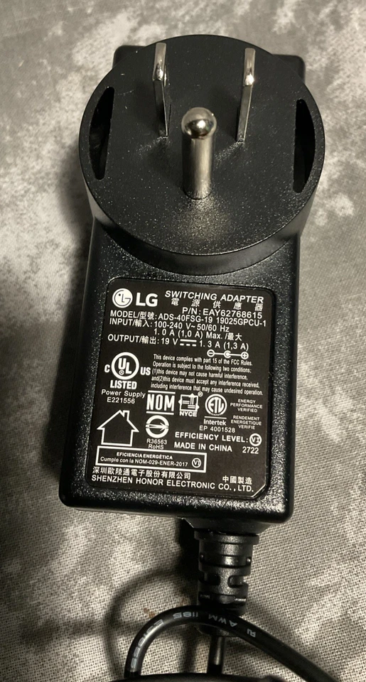 LG Monitor AC Power / Switching Adapter ADS-40FSG-19 19025GPCU-1 - Image 3 of 4