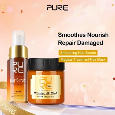 PURC Magic Hair Serum & Magical Repair Hair Mask Treatment Frizzy Keratin Hair