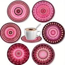 Pink Mandala  Coasters Set of 6 Wooden Drinks Mats Durable Gift Ready