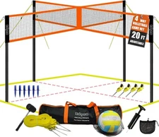 Zdgao 14 ft/20 ft 4-Way Volleyball and Badminton Combo Net with Soft Volleyba...