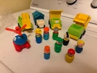 Vintage Fisher Price Little People  Construction Equipment Worker Lot